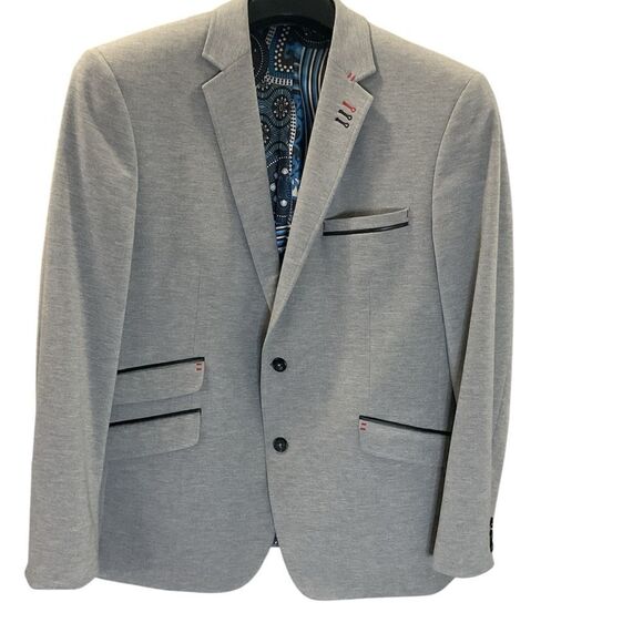 nOir Jewelry Gray Sport Coat with Modern Fit and Notched Lapel - Picture 1 of 6